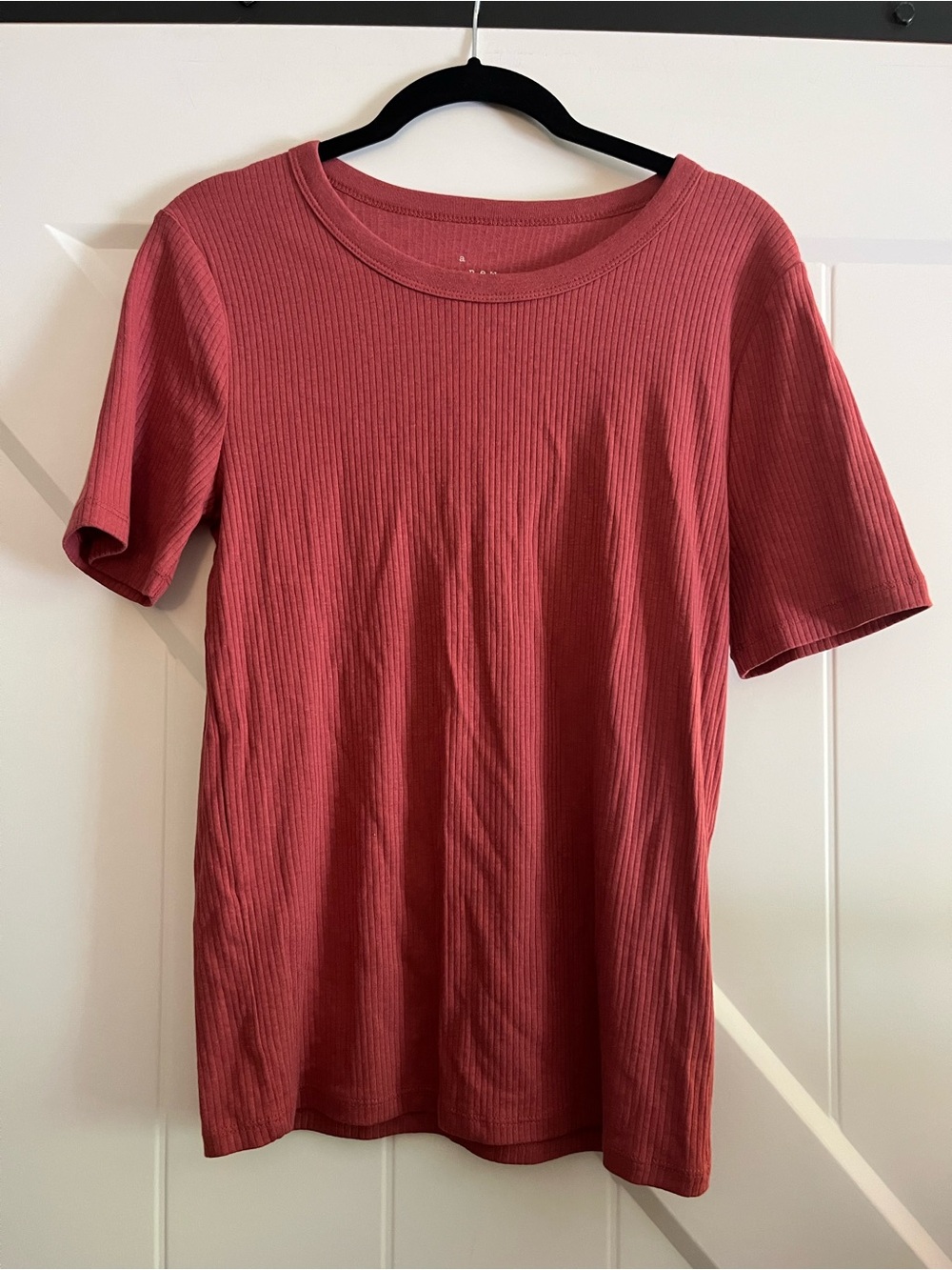 Coral Basic Ribbed Tee